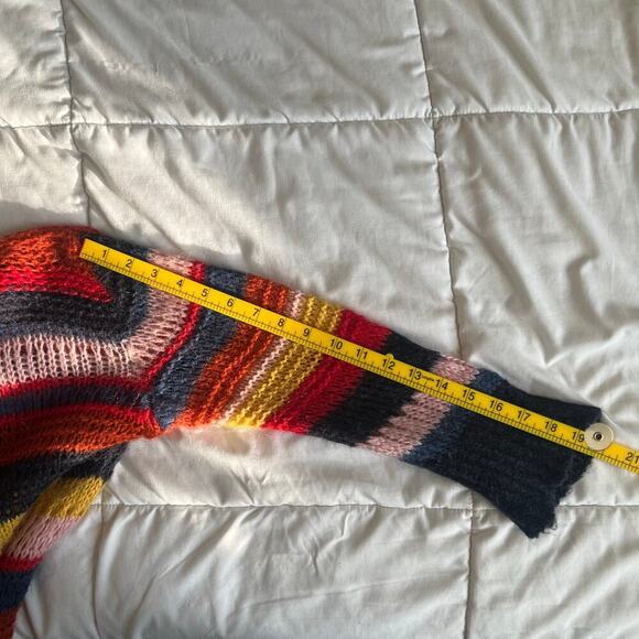 Zara Womens Oversized Stripped Knit Sweater Mohair Italian Yarn Multicolor Small - Picture 8 of 8